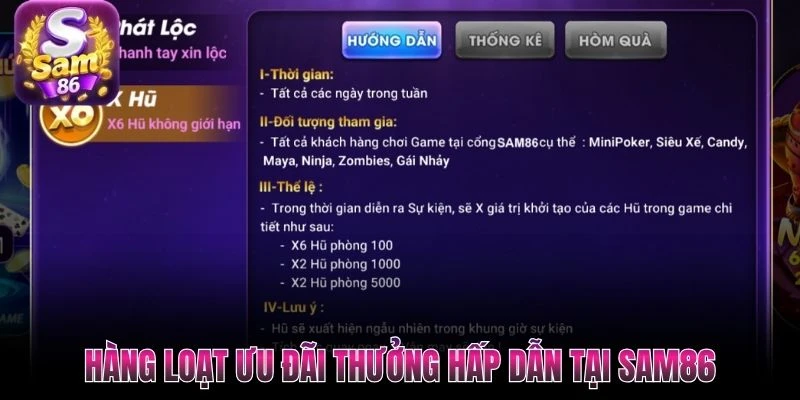 Hàng loạt ưu đãi thưởng hấp dẫn tại SAM86